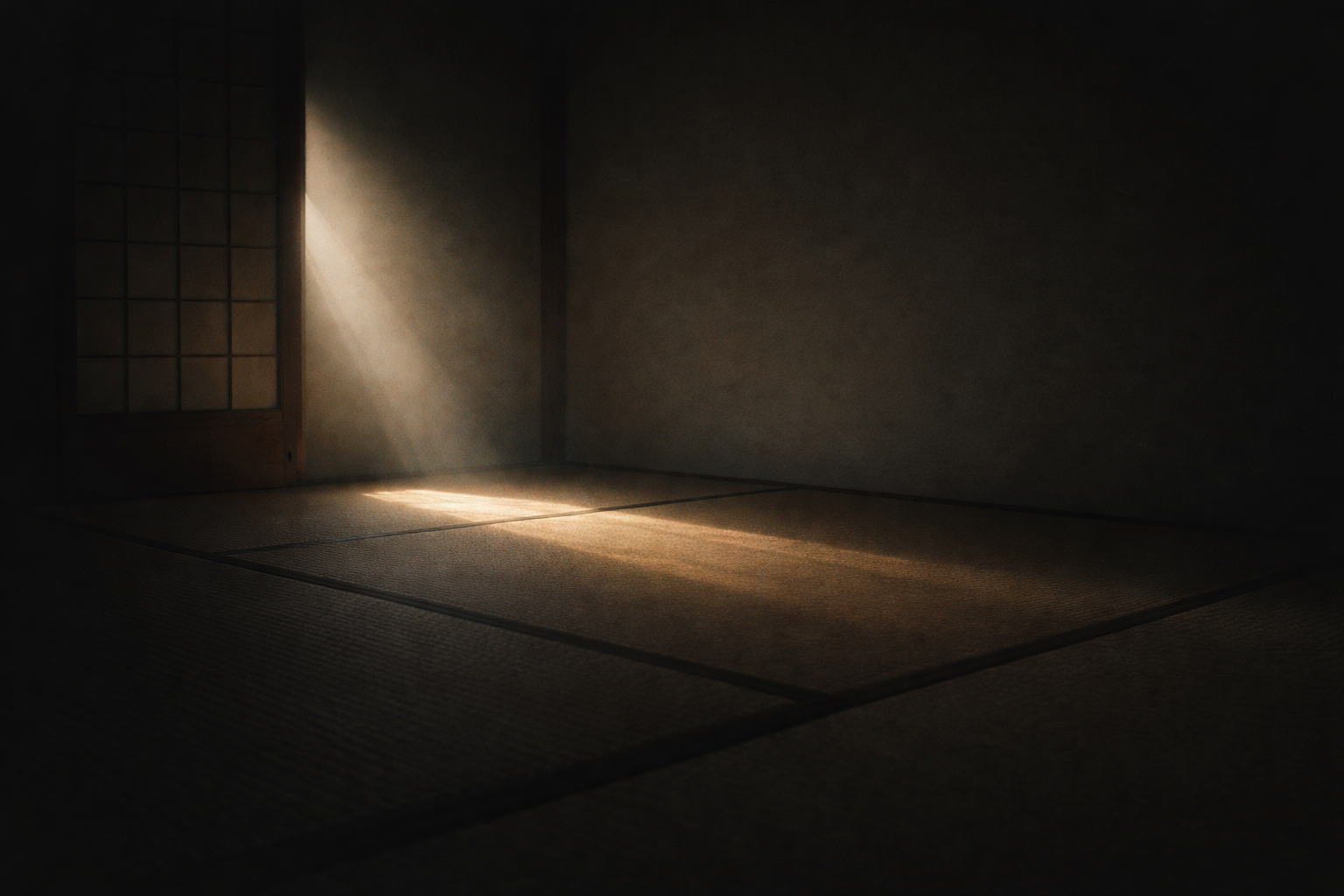暗い空間に細く差し込む一筋の光